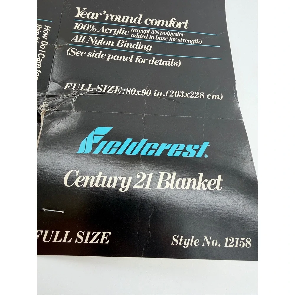 Fieldcrest Century 21 Blanket Full Size Yellow Vintage Acrylic NylonBinding New